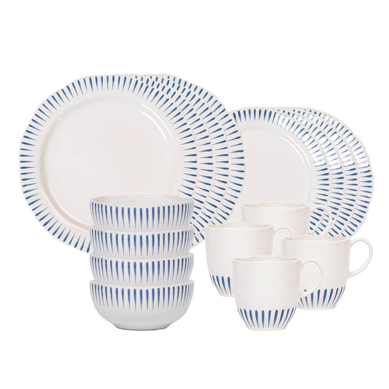 Sitio Stripe Place Setting, Delft Blue