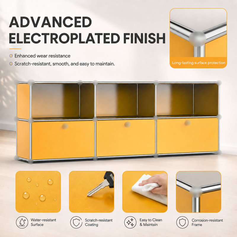 Rangement modulaire en métal, Jaune