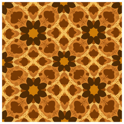 Brown Kaleidoscope Motif Bath Mat