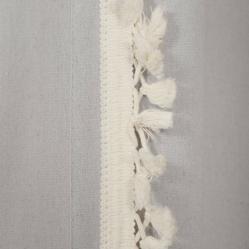 Panneau de rideau simple diaphane en mélange de coton et lin, Gris clair