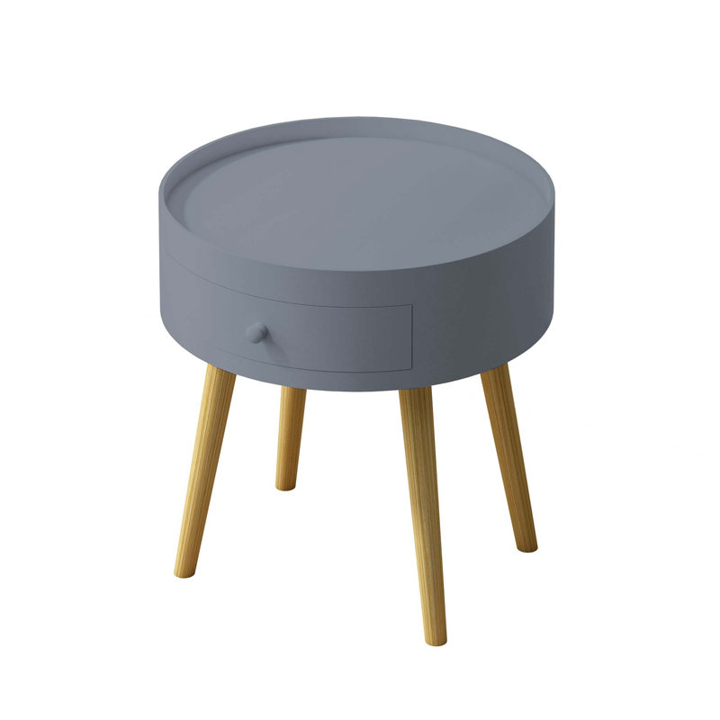 Nightstand With Storage Drawer Sofa Side Coffee Table For Bedroom, Living Room, Gray, Gray