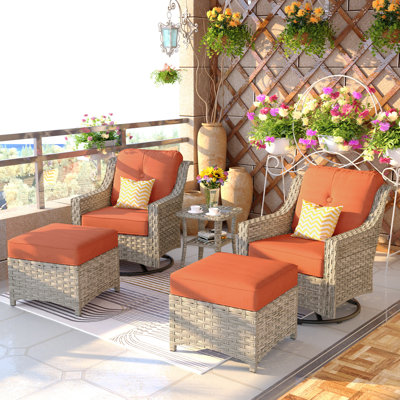 Daliya Wicker 4 - Person Patio Conversation Set with Cushions