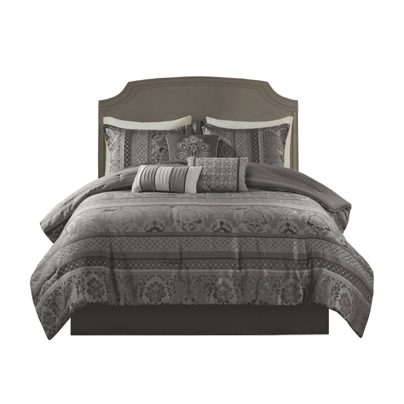 Luxueux ensembles de literie gris, jacquard en polyester, design moderne pour la maison