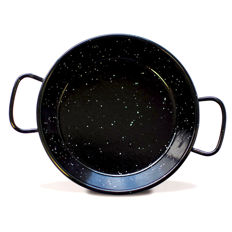 20-Inch Black Enameled Steel Paella Pan