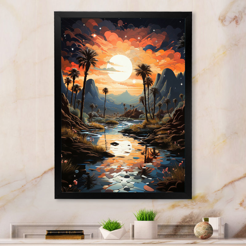 «Zahniyah Desert Oasis Silver I», reproduction sur toile, Cadre simple noir, H 20 po x l 12 po x P 1 po