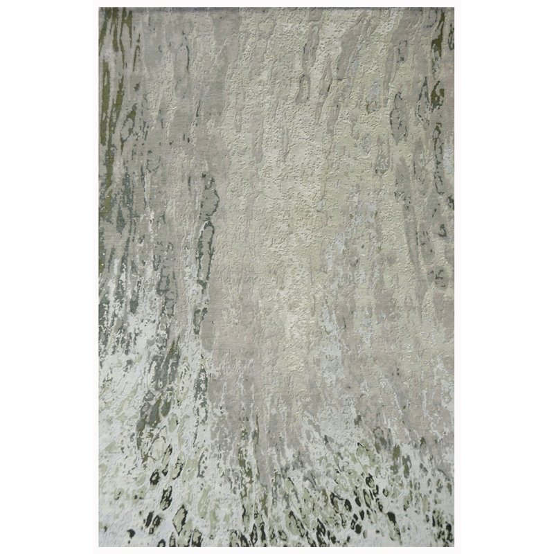 Hand Woven Linen and Silk Abstract Area Rug, Rectangle 8' x 10'