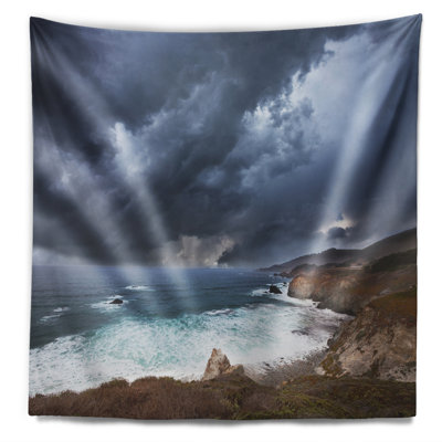 Tapisserie de plage pour les nuages et les vagues bleu lourd beach