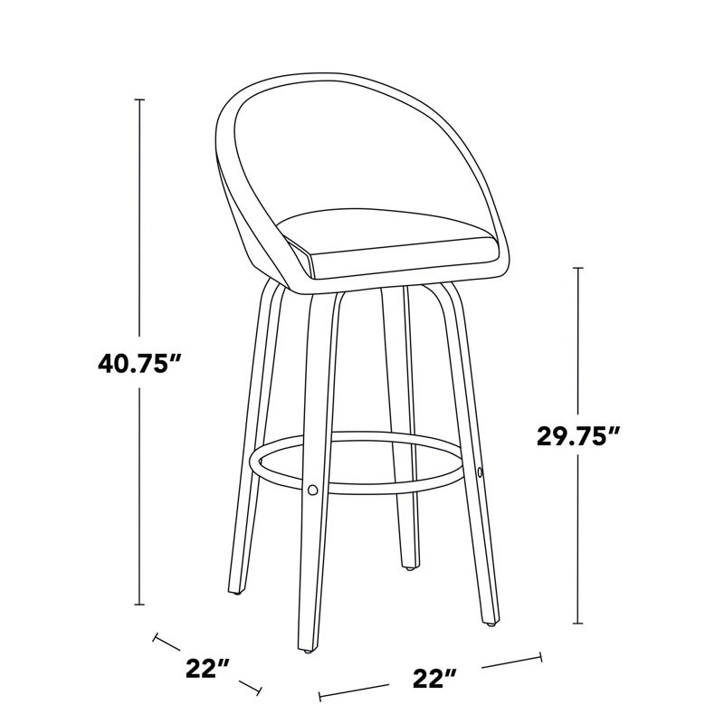 Tabouret de bar à hauteur fixe pivotant en bois blanchi blanc et crème 30 po avec repose-pieds rond en métal chromé Highback