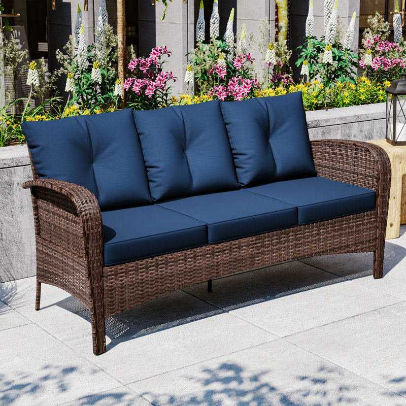 72" x 30" x 35" Outdoor Patio Sofa, Blue