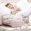 Lit plateforme double tapissier avec tête de lit à DEL et tiroir de rangement, rose-763093223-763093216
