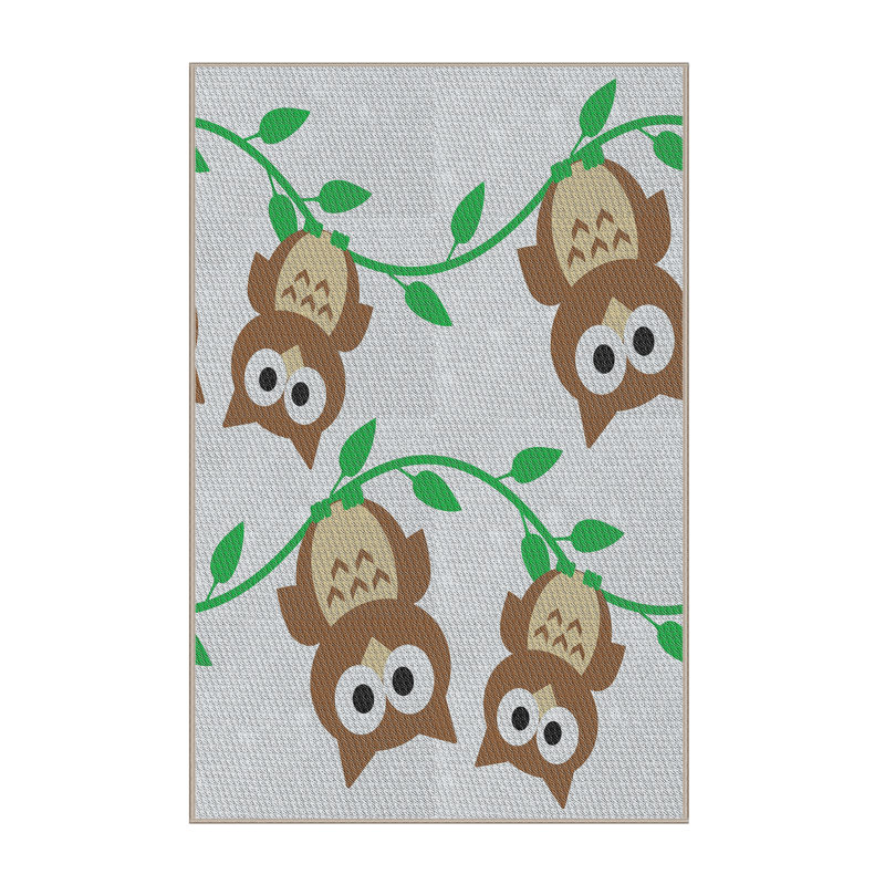 Tapis vert/brun tissé à la machine, Rectangle 5 pi x 8 pi