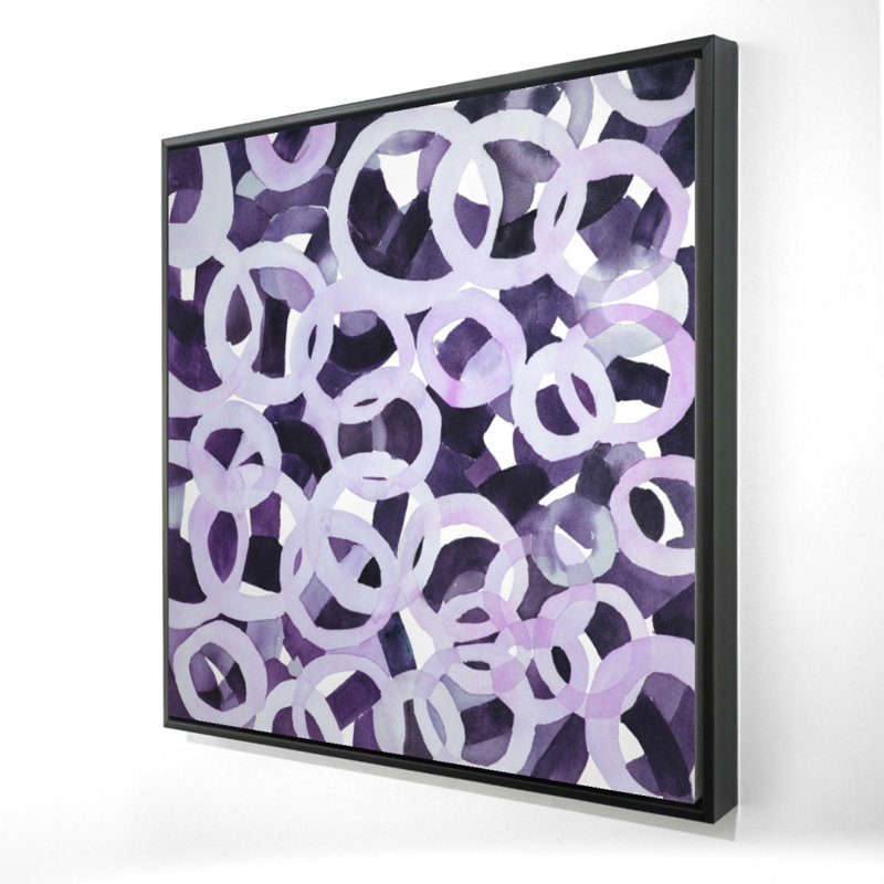 Toile abstraite avec cercles mauves abstraits | Décoration murale de chambre à coucher