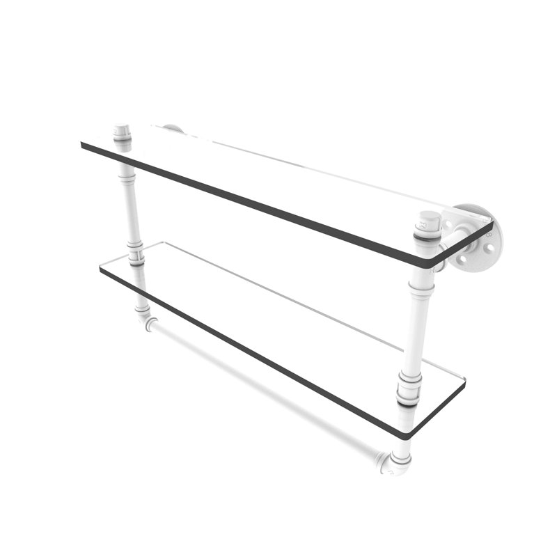 Bayer 2 Piece Industrial Pipe Shelves, Matte White, 13.2" H x 22" W x 5.6" D