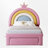 Adame Upholstered Rainbow Design Bed, Velvet Princess Platform Bed with Storage Drawer, Pink-1217959561