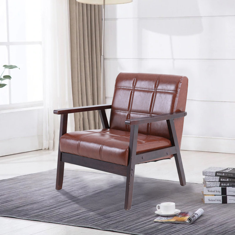Fauteuil capitonné de 22 po de largeur, Simili cuir rouge