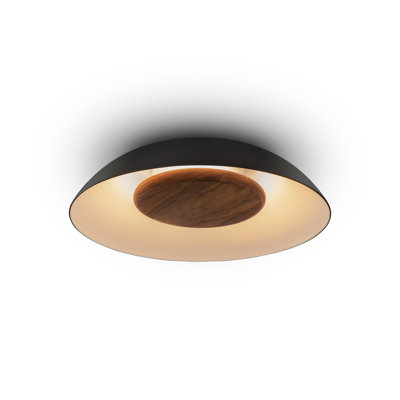 Volo 14 Flush Mount, Deux - Black Shade Exterior -Walnut Disc - 3000K - Integrated LED