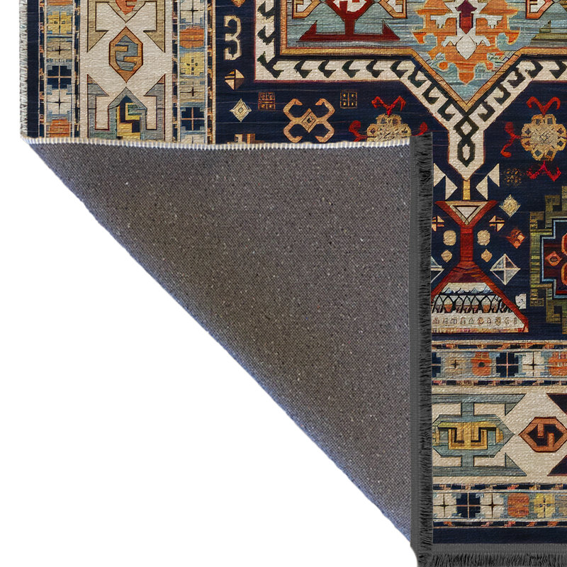 Tapis décoratif rétro multicolore, Rectangle 4 pi 11,06 po x 7 pi 6,55 po