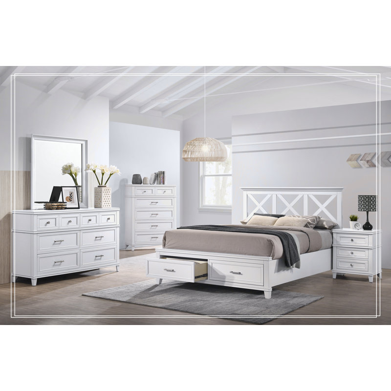 3 Drawer Nightstand W/ USB 3 Storage Drawers USB Charging Port Poplar Solids Custom Hardware, White