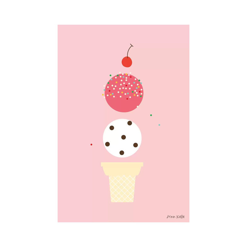 Ice Cream And Cherry II by Ann Kelle - Wrapped Canvas Gallery-Wrapped Canvas Giclée, 30.48 cm H x 45.72 cm W