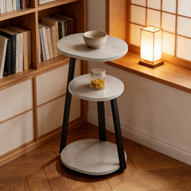 Table d'appoint moderne ovale avec structure en métal à 3 niveaux, petite table de bout pour le salon, la chambre à coucher, le canapé ou la salle de bain, conception robuste et peu encombrante