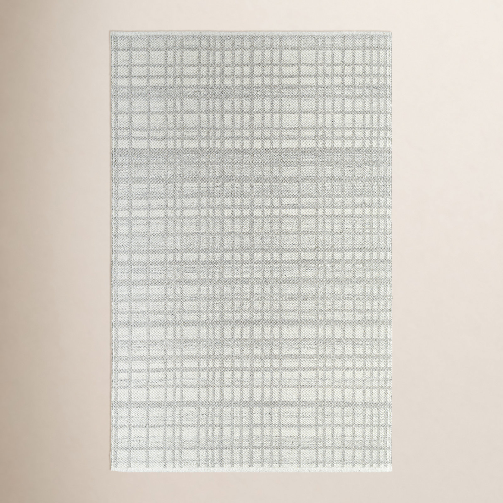 Lavande Plaid Wool Area Rug in Gray, Rectangle 2' x 3'