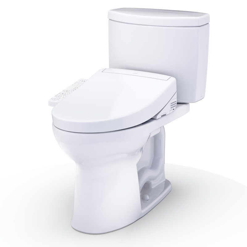 TOTO® WASHLET+® Drake® II 1G® Two-Piece Elongated 1.0 GPF Toilet and WASHLET+® S2 Bidet Seat, Cotton White - MW4543346CUFG#01