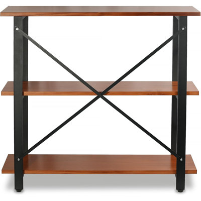 American Plantation Hardwood Sofa Table, Display Table, Industrial Bookshelf, Narrow Side Table For Entry, Living Room, Hallway, Solid Poplar (3 Shelves)