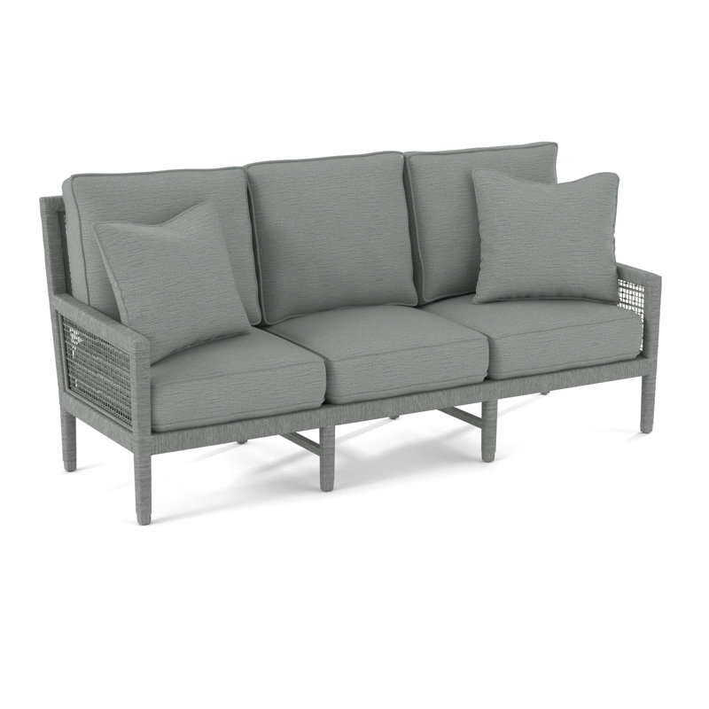 Pine Isle 76" Square Arm Sofa with Reversible Cushions, Glacier Blue Textured; 0805-54, Stone Hearth