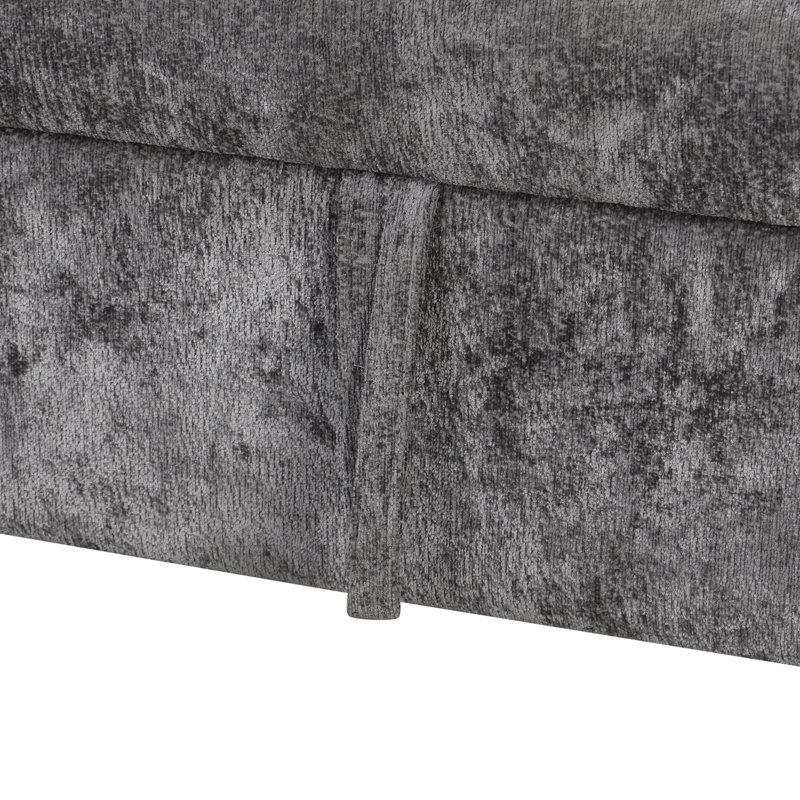 Canapé modulaire gris de 112,2 po avec lit escamotable, prises de recharge et espace de vie dans l'espace de rangement