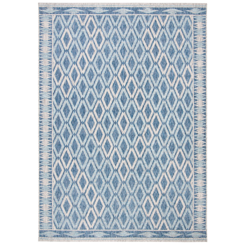 Courtyard Diamond Rug in Navy & Grey