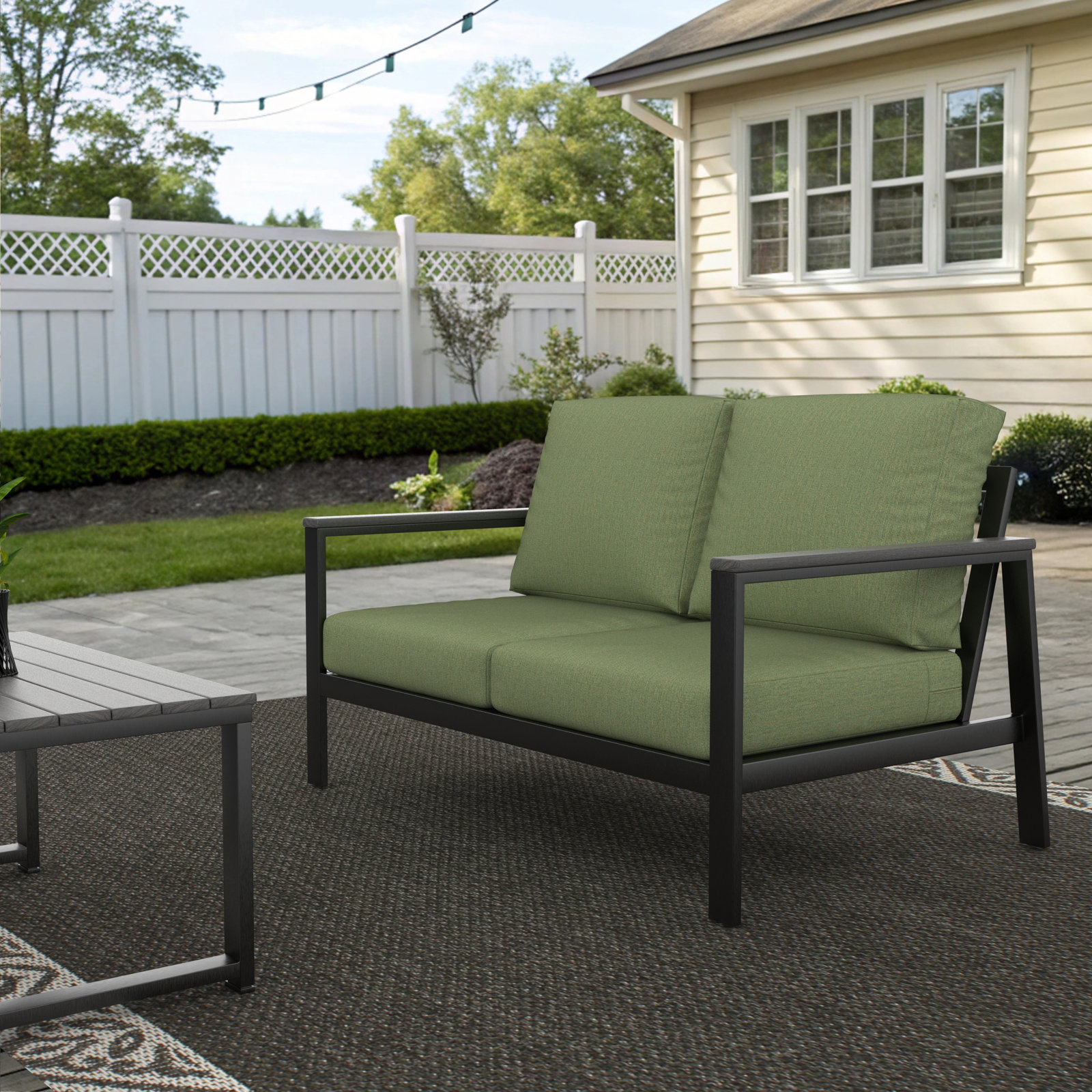Townsend 55" Sunbrella® Patio Loveseat, Sunbrella Canvas Fern, Gray