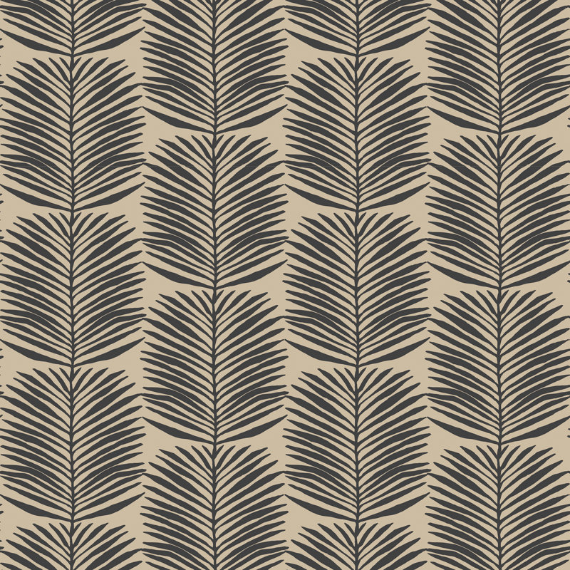 Organic Betty Palms 10' L x 24" W Wallpaper Roll, Camel, Non-pasted