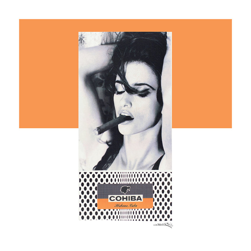 Femme et cigares, H 30 po x l 30 po x P 1,25 po