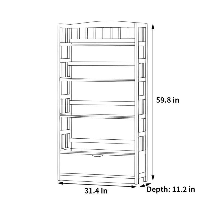 Bibliothèque pratique et de haute qualité, (4 tablettes) H 59,8 po x l 31,4 po x P 11,2 po, Blanc