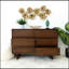 Commode à 6 tiroirs en noyer de style Mid-Century moderne H 32,2 po x l 47,2 po x P 17,7 po