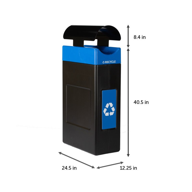 Contenant de recyclage Commercial Zone Avante, unité de 55 gallons avec couvercle de pavillon, doublure incluse, 30