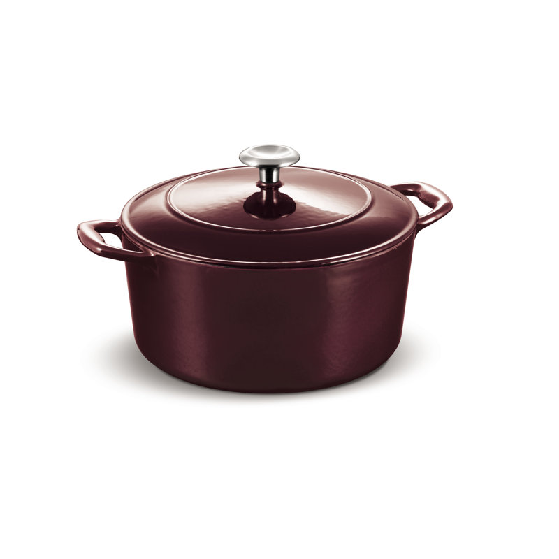 Tramontina Bestow Enameled Cast Iron Round Gourmet Dutch Oven, Majolica Red, 5.5 qt