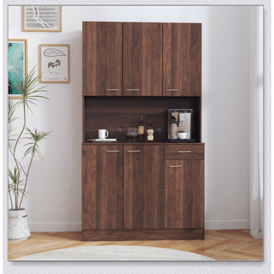 Armoire de cuisine et armoire spacieuse de 70,87 pouces de hauteur avec 6 portes, tablettes ouvertes et tiroir pour un rangement polyvalent