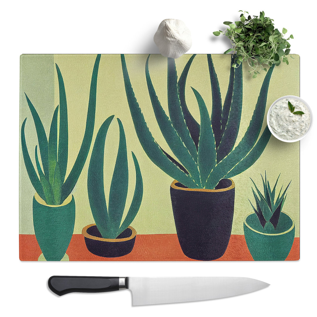 Aloe Vera Plants  Glass Chopping Board