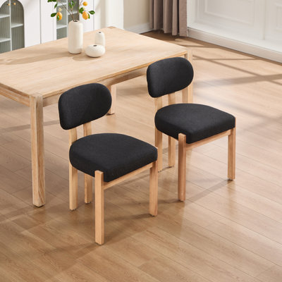 Ensemble de 2 chaises de salle à manger en bois, chaise de salle à manger rembourrée en tissu moderne, chaise de salle à manger de style maison de campagne