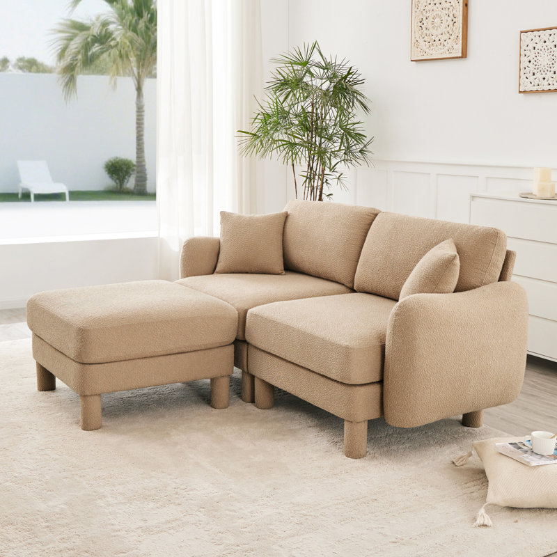 Canapé modulaire pour causeuse 2 places en tissu Boucle, Café