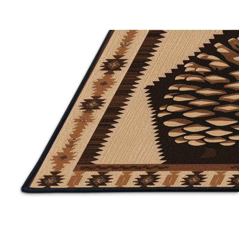Washable Pinecone Southwestern Area Rug, Rectangle 3' x 5'