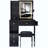 Small Size Left Drawer Desktop Vanity Table + Cushioned Stool, 2 AC+2 USB Power Station, Hair Dryer Bracket, Extra Large Touch Control Sliding LED Mirror, Tri-Color Switching, Brightness Adjust-1669419660