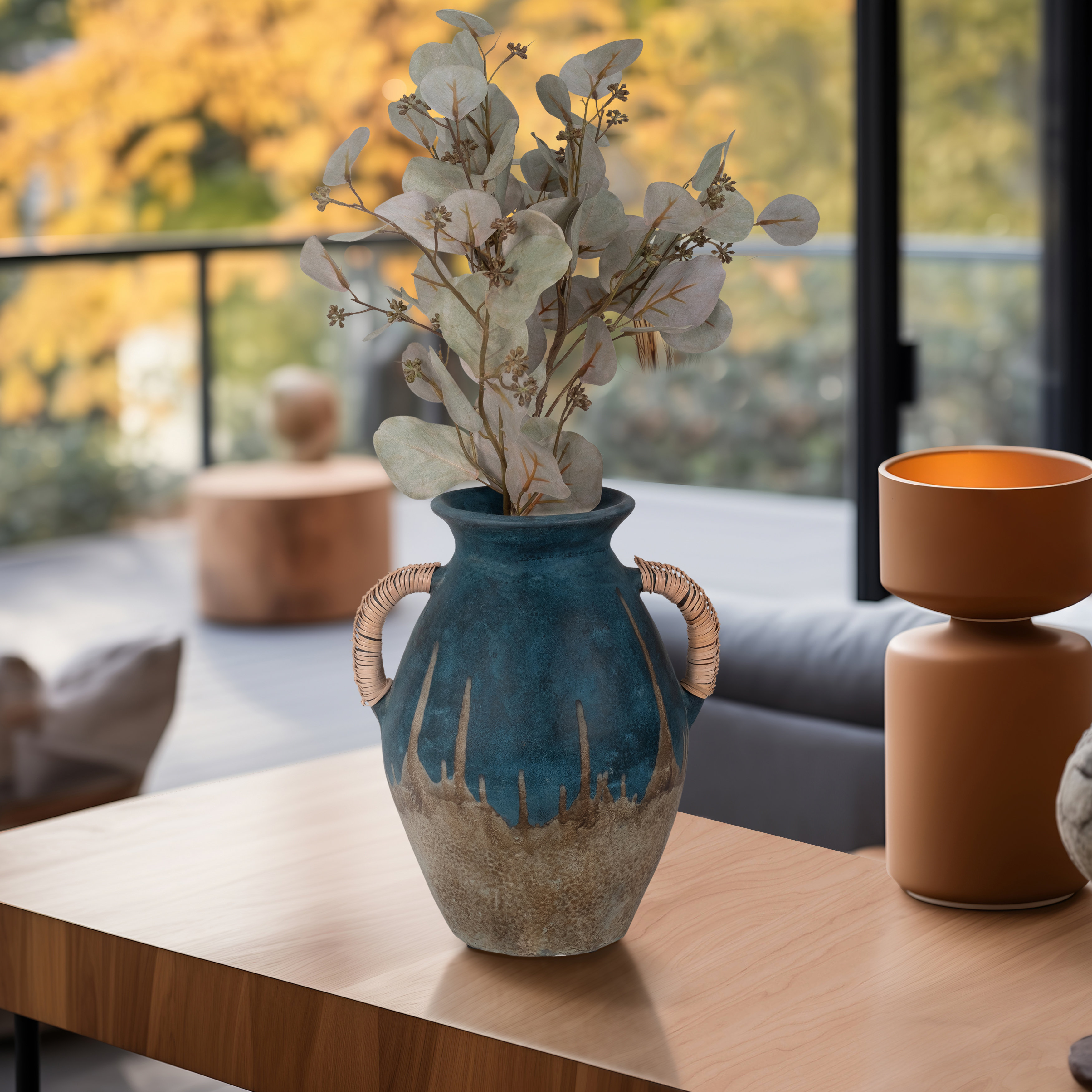 Bungalow Rose Harbine Vase Terracotta Pottery Rope Handle Amphora 12 ...