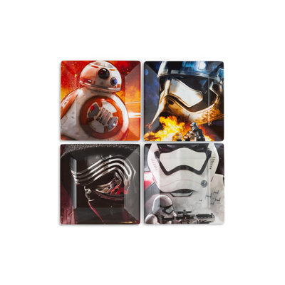 Ensemble d'assiettes en mélamine Star Wars - 4 pièces - Stormtrooper, Kylo Ren et Bb8
