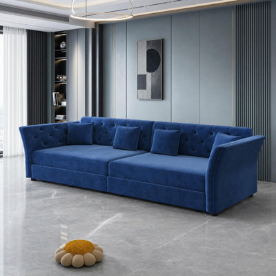 Flower Tufted Velvet Convertible Sleeper Sofa