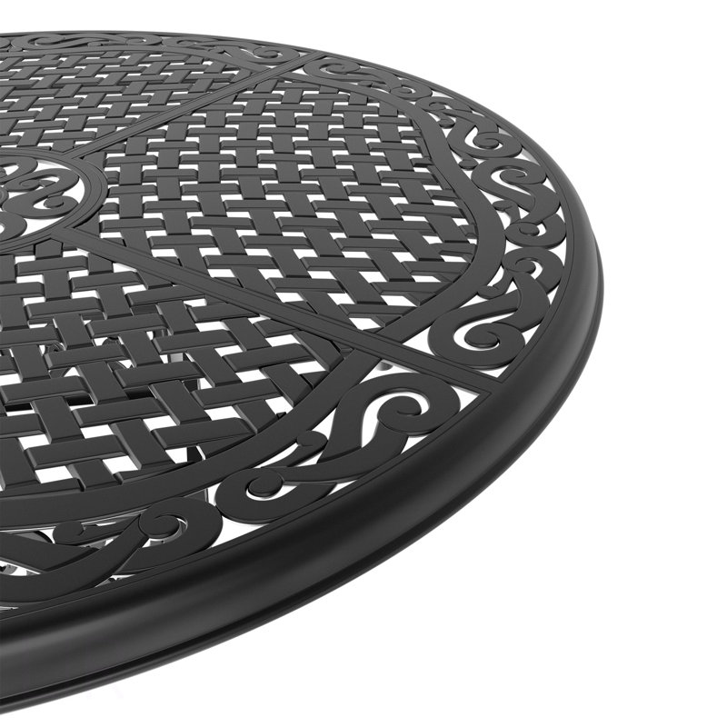 Ensemble de salle à manger 7 pièces en fonte d'aluminium toutes saisons comprenant 6 chaises pivotantes et une table ronde de 48,03 po avec structure noire