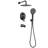 10 inch Round Shower System with 3 Setting Handheld, Black Rainfall Shower Head, All-In-One Kit with Rough-in Valve