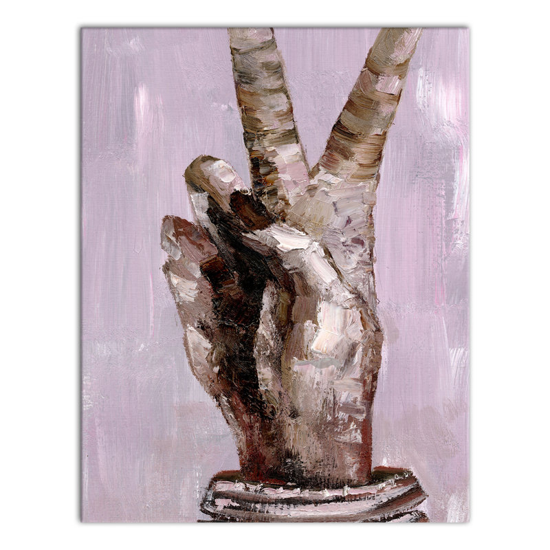 Signe de paix sur toile, H 14 po x l 11 po x P 1,25 po
