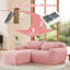 Canapé modulaire moelleux avec méridienne et coussins décoratifs, rose